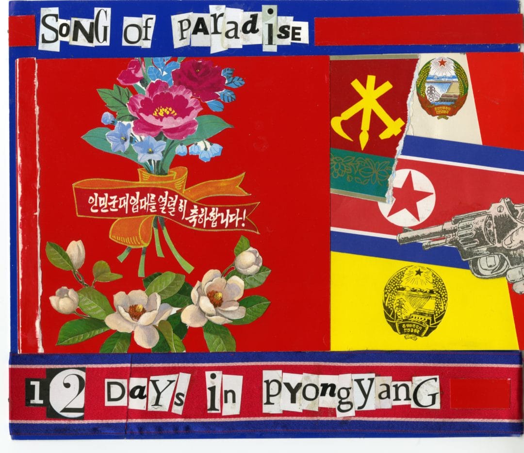 North Korea, « The Benevolent Sun », a book to come soon by Pierre Bessard, design by Sybren Kuiper (Works 1990-2015) a mixt of collages, assemblage of movies interviews, a journal, paintigs (acrylic, oil painting) panoramics pictures in B&W, colours pictures etc ..perhaps ill come again just for close definitely this one in end of the year… Editions Bessard