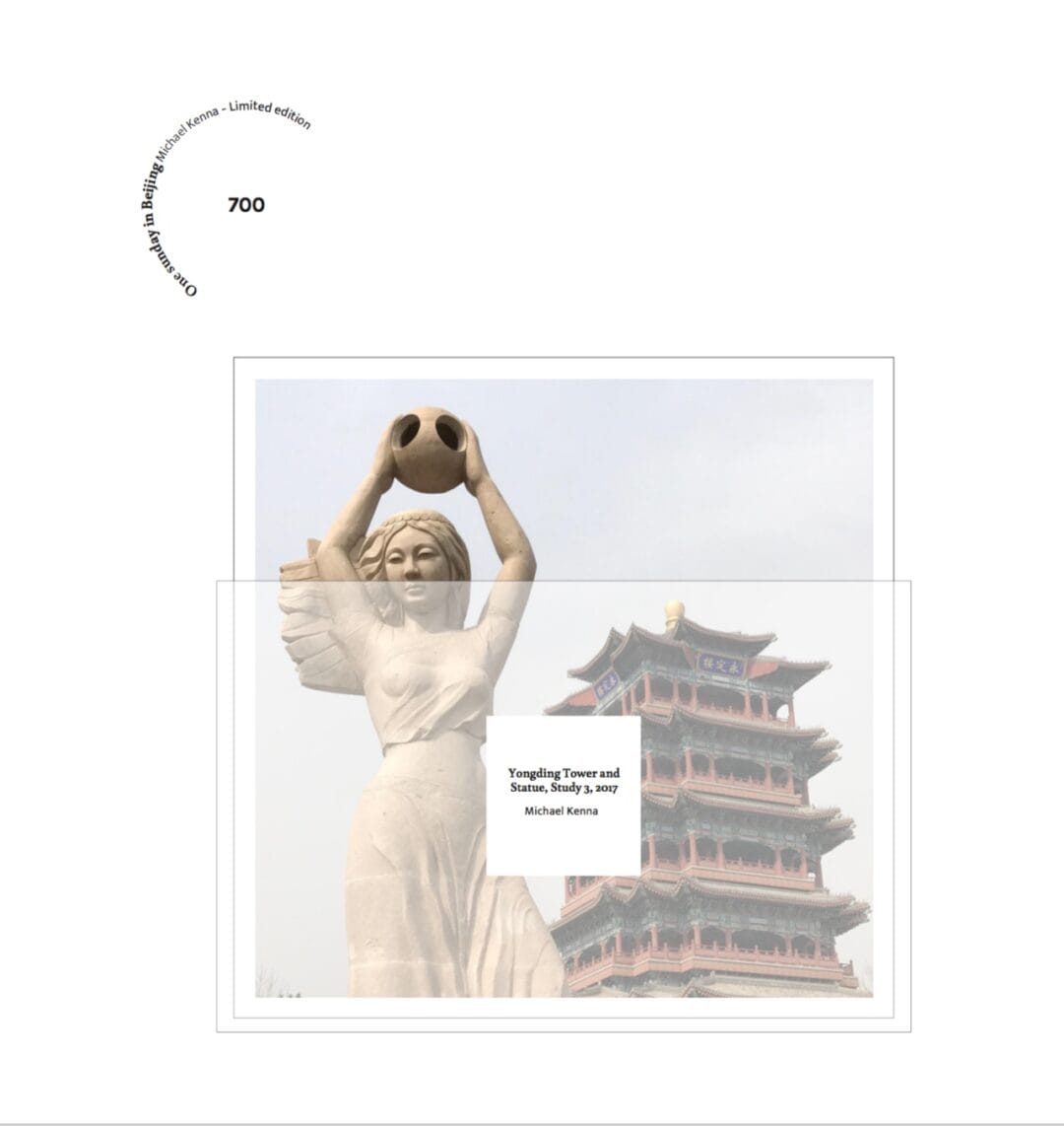One Sunday in Beijing (pre-order now) by Michael Kenna Limited Edition of 700 copies, Size of the photobook 290mm X 310 mm 350 with a yellow cover, 350 with a red cover, each with a lenticular cover and a 18,2 cm x 19,8 cm colour c-print enclosed in the book (not signed). Please specify choice of red or yellow cover, note that each colour will come with a different print.